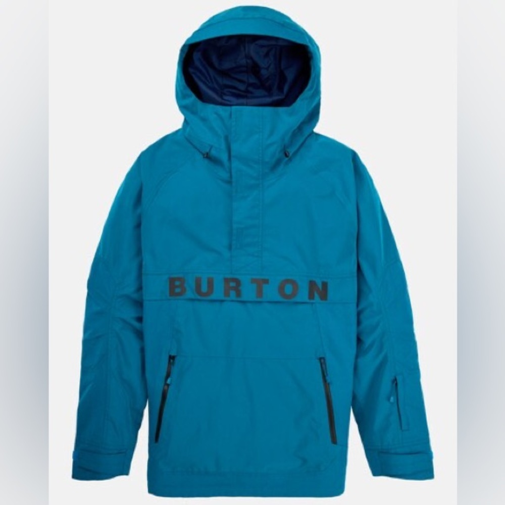 BURTON Frostner Anorak Blue Pullover Hooded Snowboard Ski Jacket Size Small
